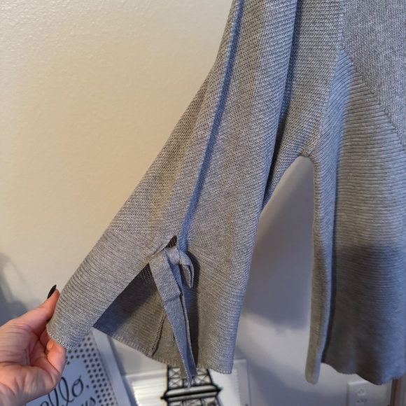 Cliche Ribbed Knit Wool Blend Tunic Sweater Wide Sleeves with Bows Oversized M - Picture 5 of 8